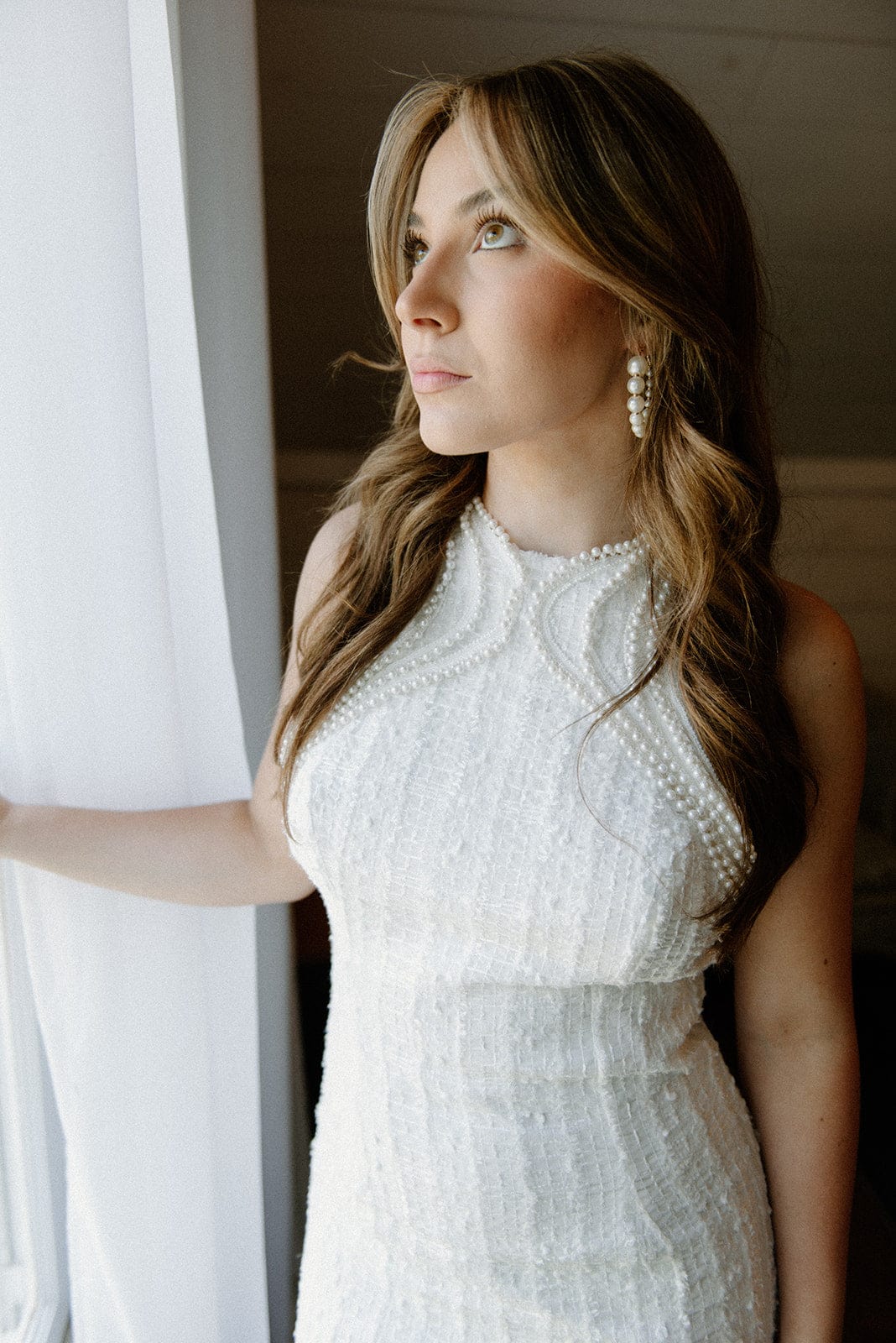 White Pearl Embellished Mini Dress - Image 4