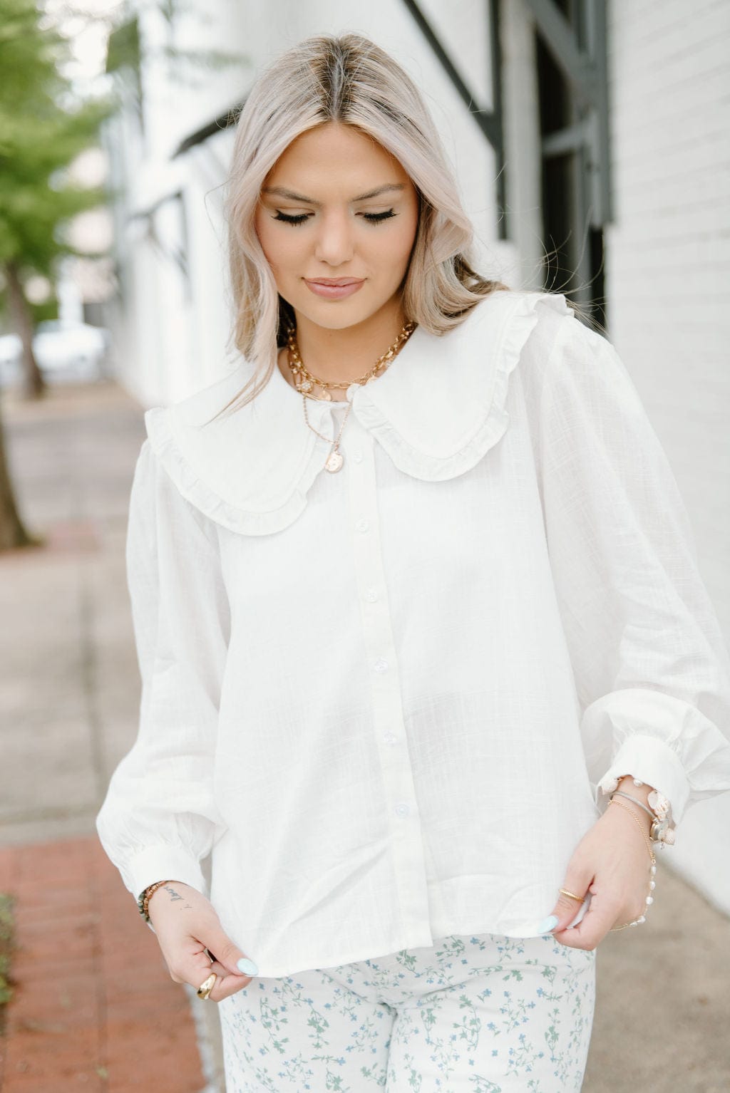 White Peter Pan Collar Blouse