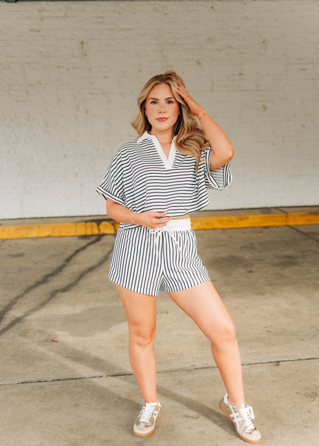 Black & White Striped Short Set - Image 3