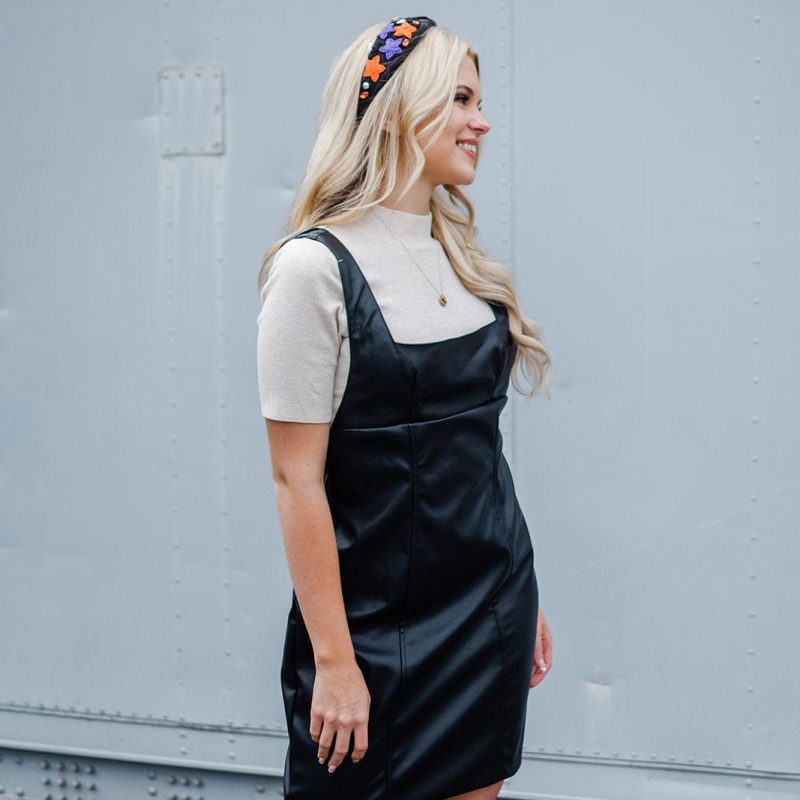 Black Vegan Leather Mini Dress