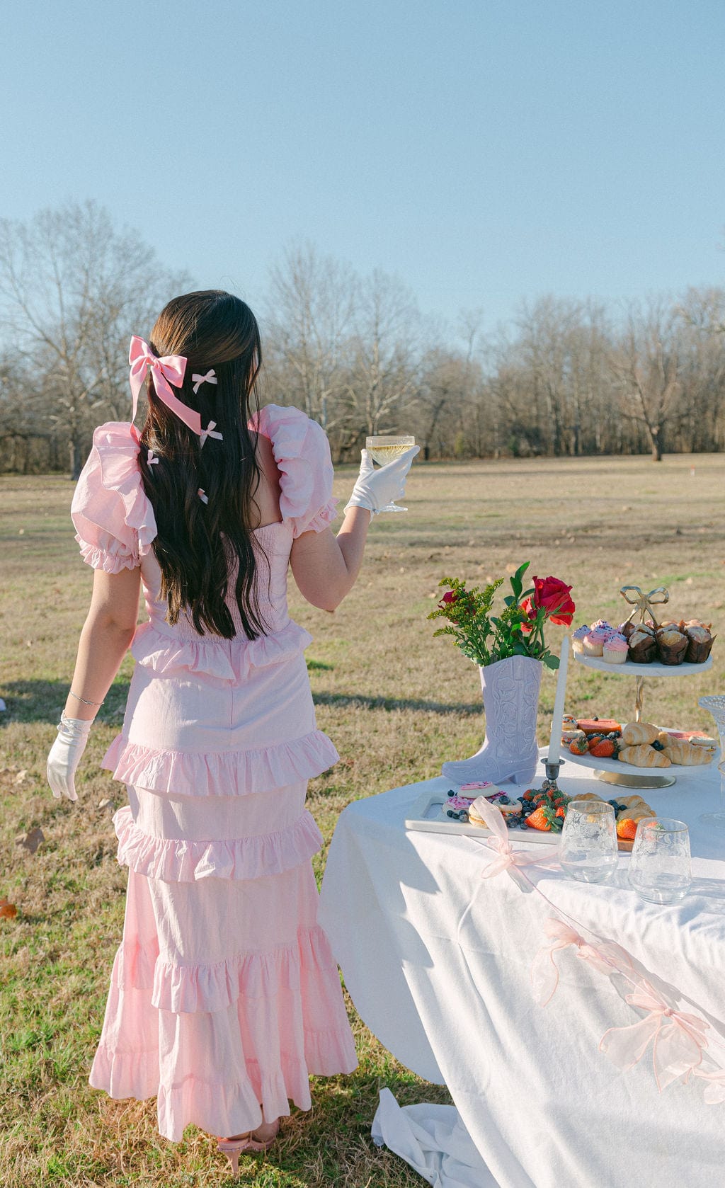 Baby Pink Button Ruffled Maxi Dress - Image 2