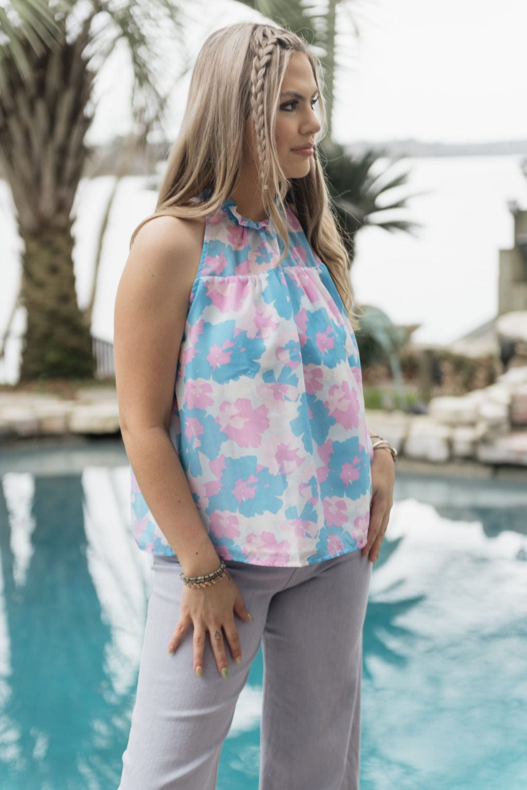 Blue Presley Primrose Halter Top - Image 3