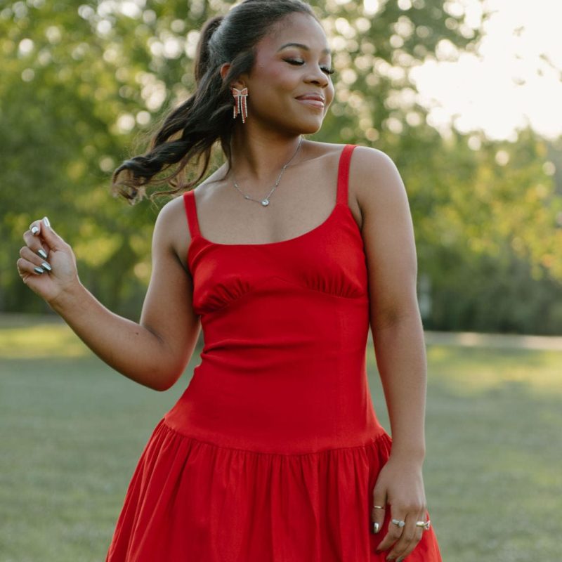 Red Sleeveless Flared Mini Dress