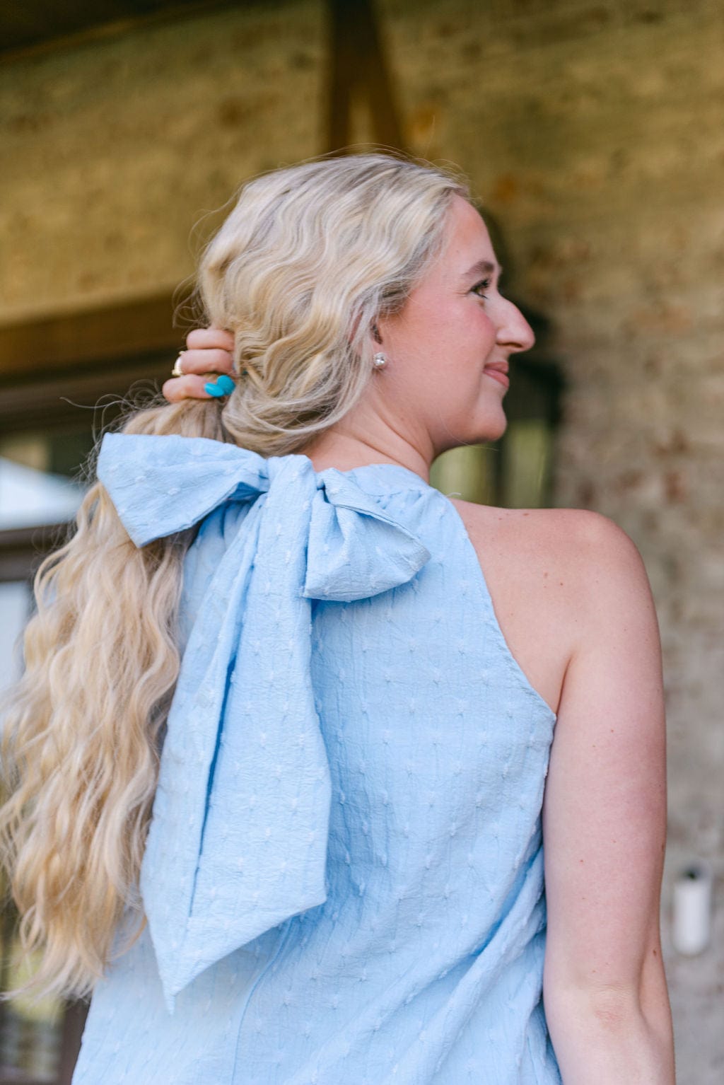 Blue Halter Neck Babydoll Dress - Image 5