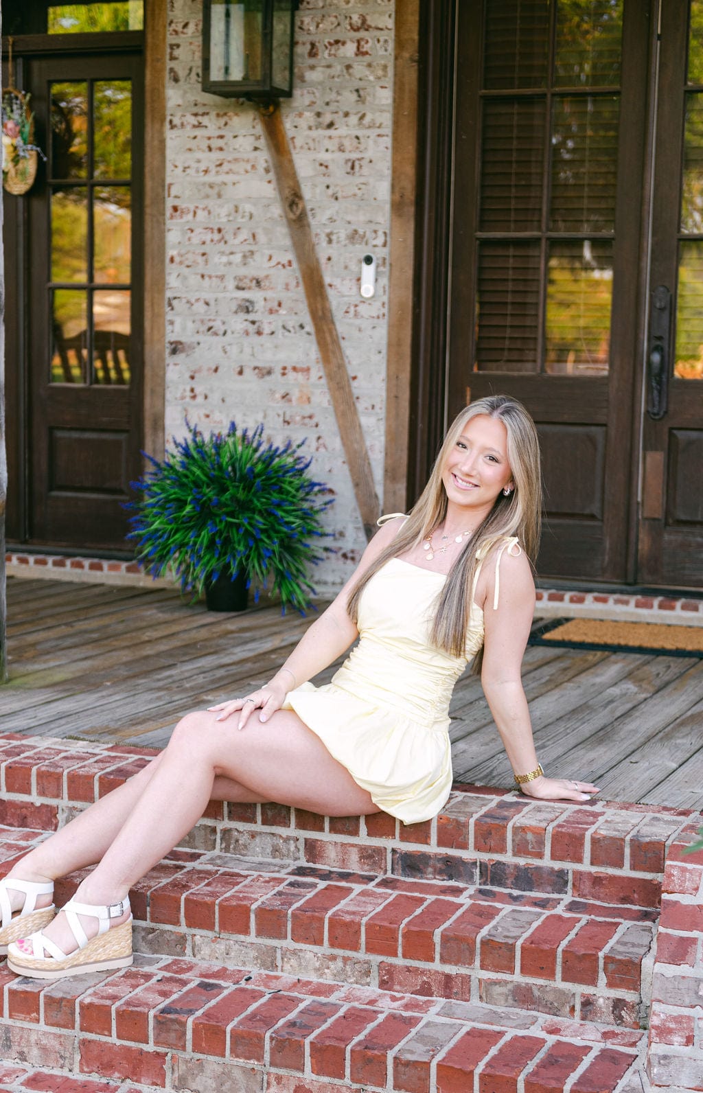 Yellow Shoulder Tie Bubble Hem Dress - Image 6