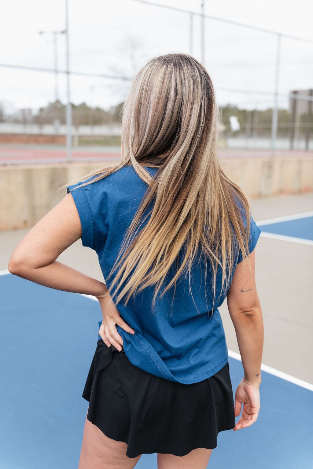 Navy Blue Folded Short Sleeve Tee - Image 2
