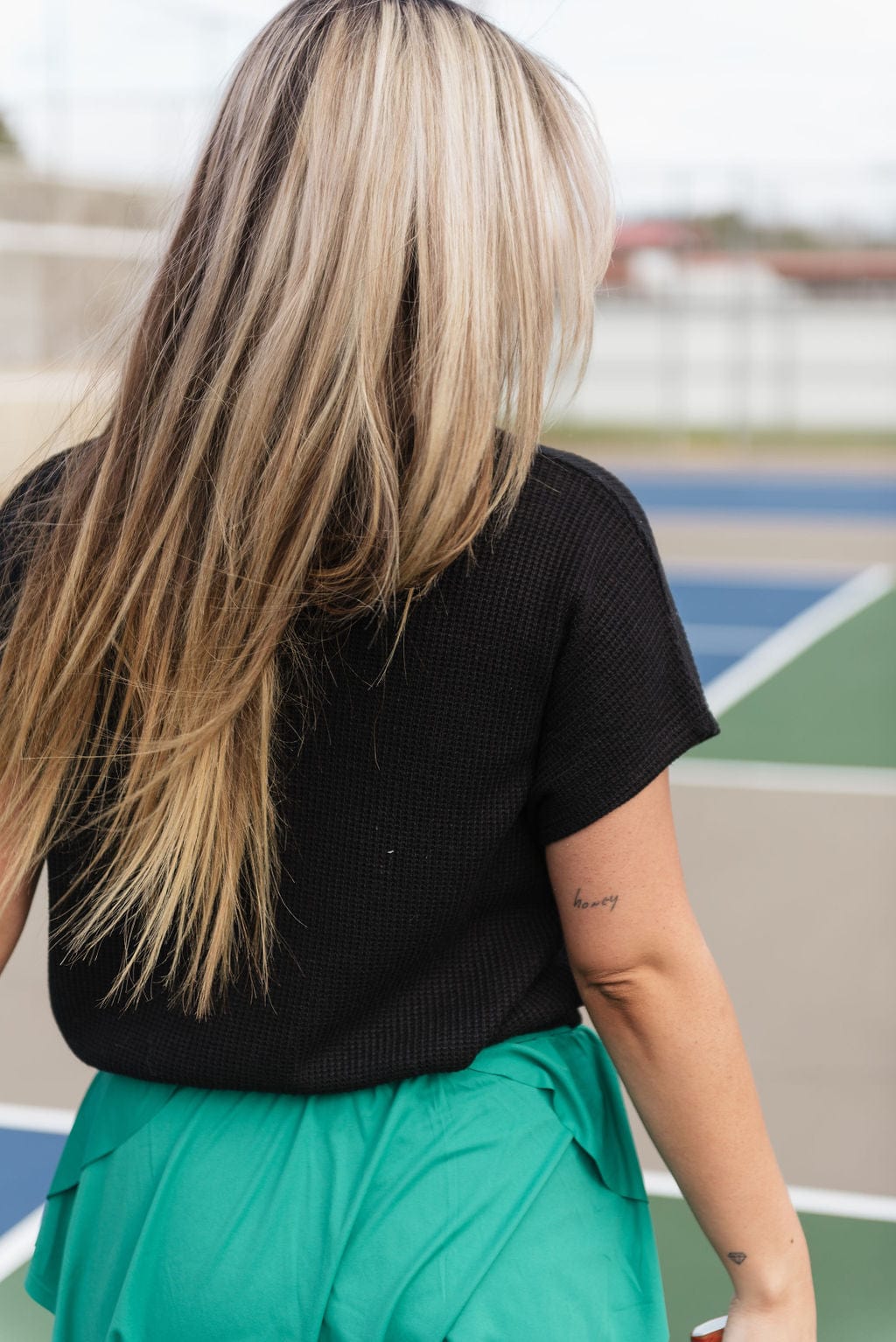 Black Banded Bottom Knit Top - Image 2