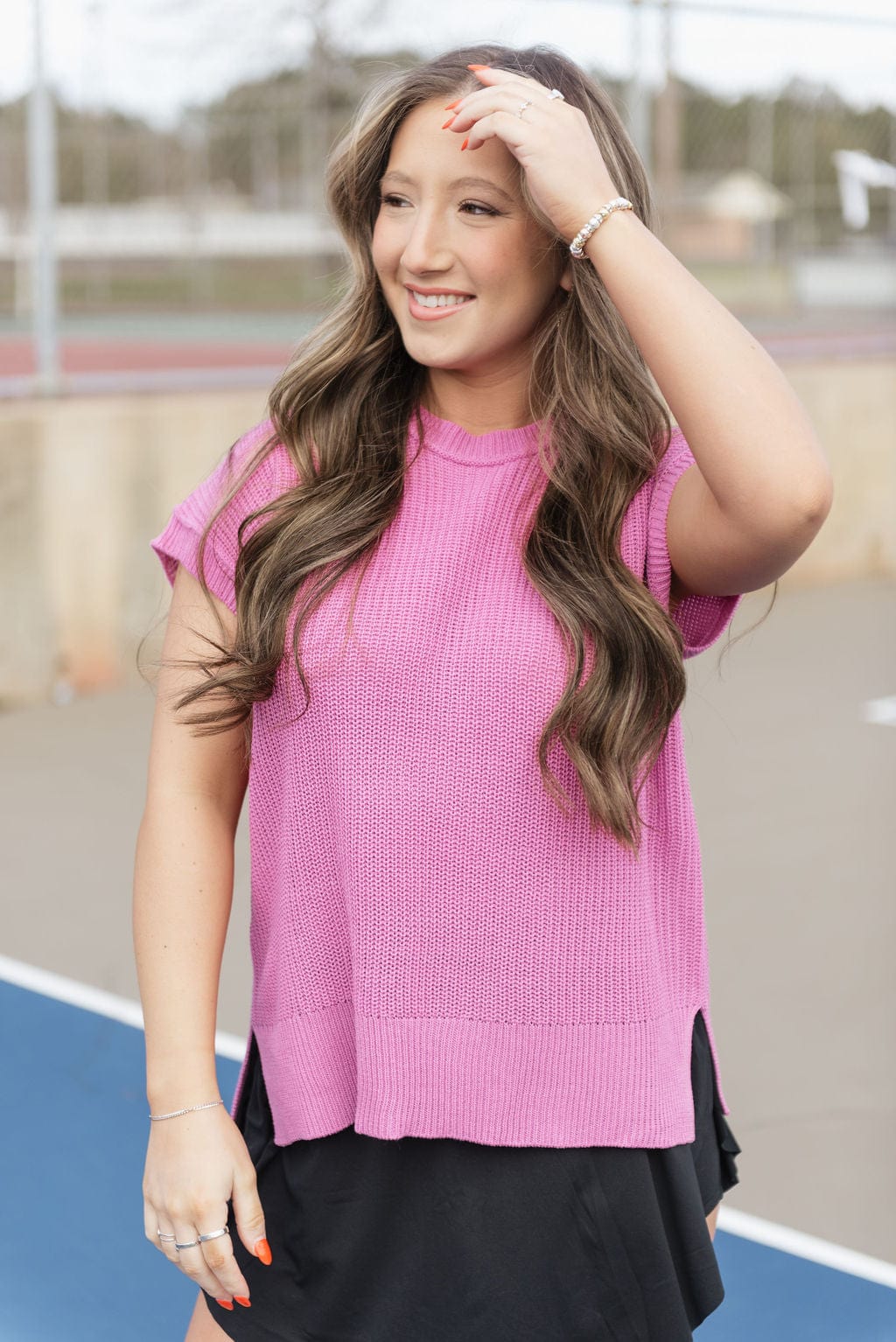 Pink Oversized Short Sleeve Knit Top - Image 5