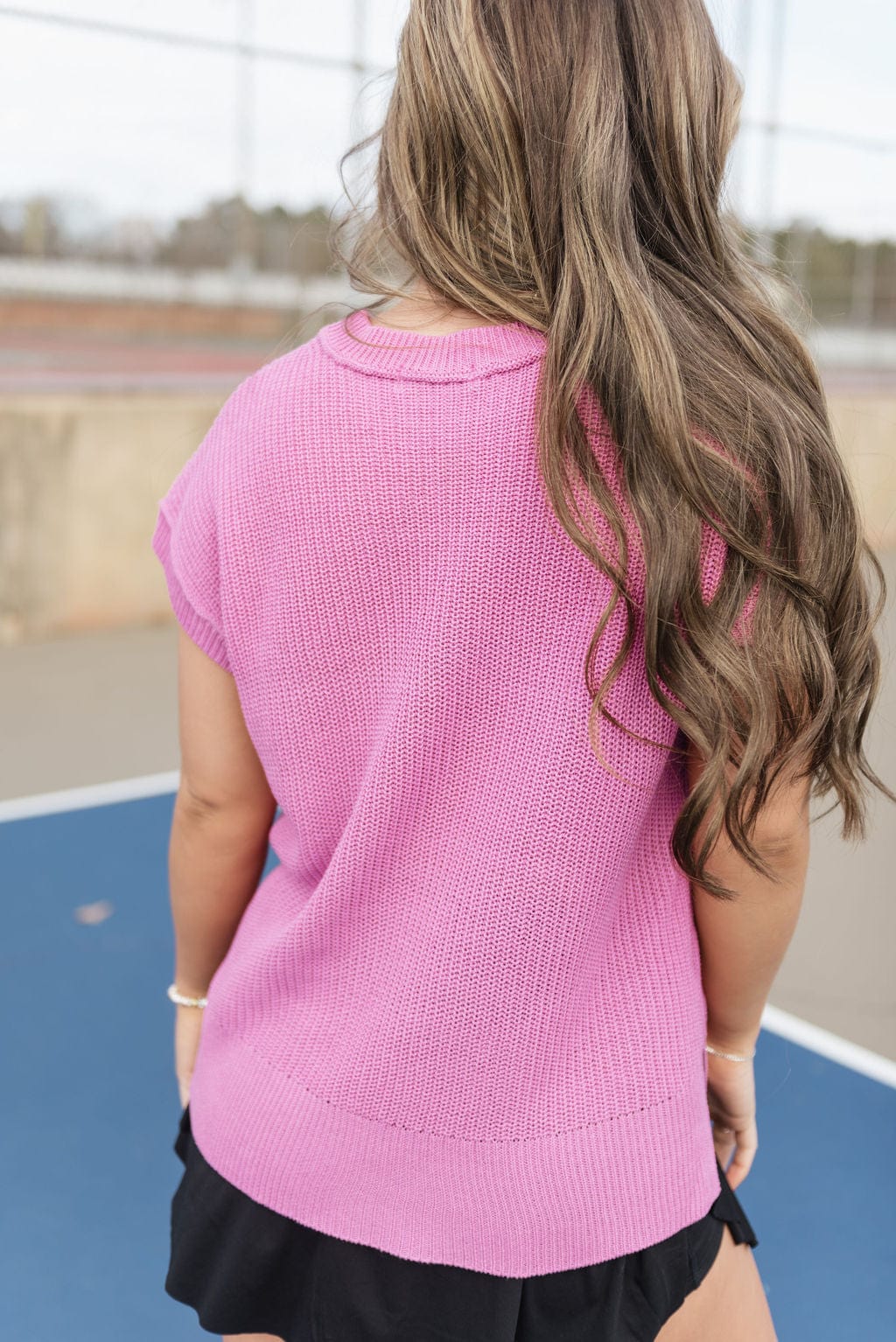 Pink Oversized Short Sleeve Knit Top - Image 2