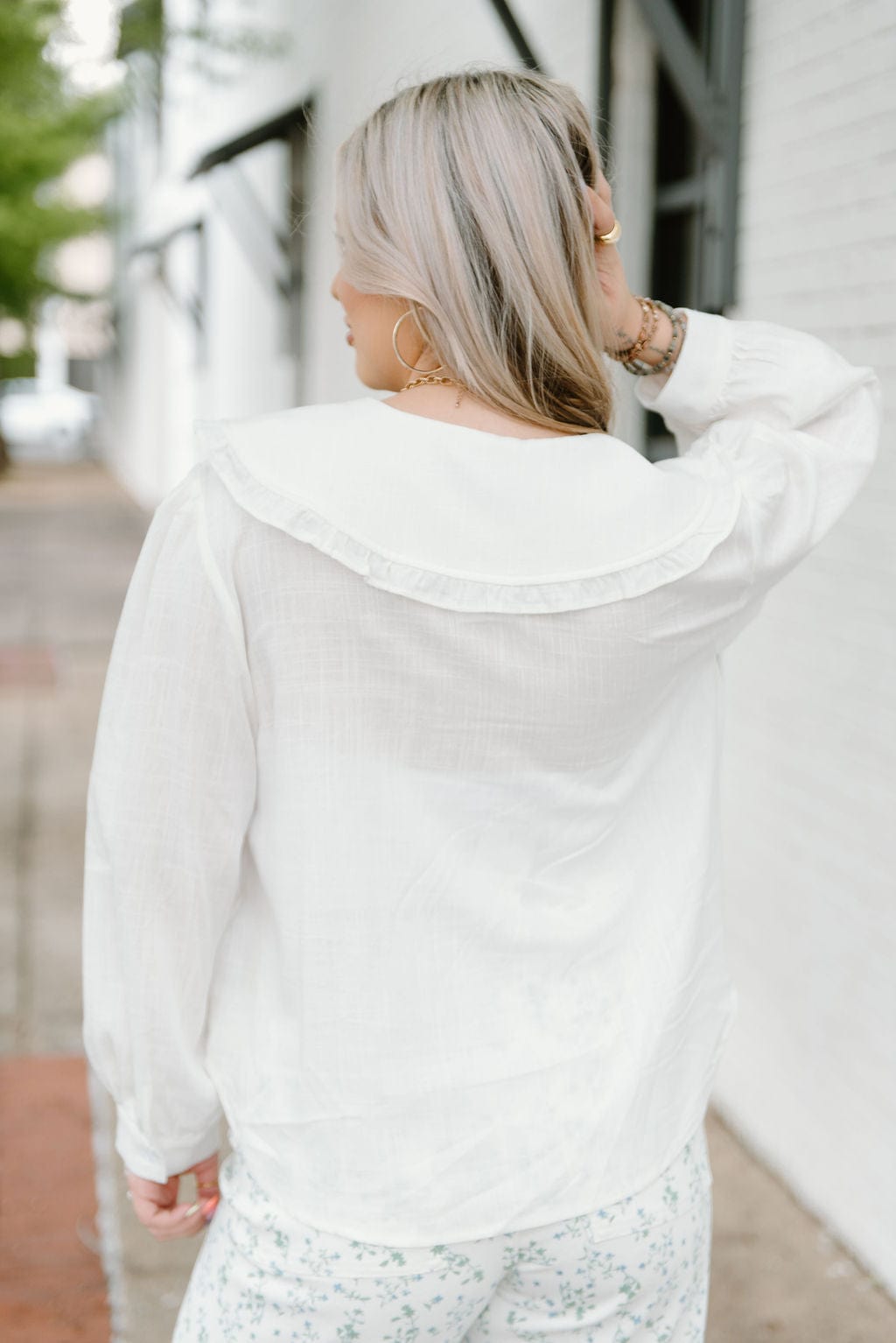 White Peter Pan Collar Blouse - Image 2