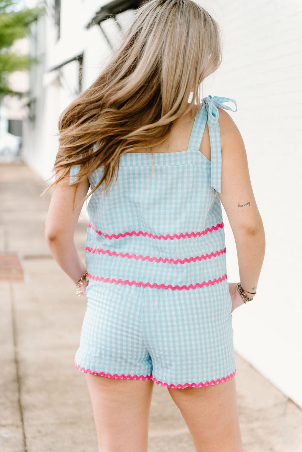 Mint Gingham Ricrac Set Top - Image 2
