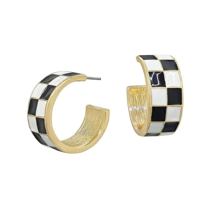 Black & White Checkered Hoops - Image 3
