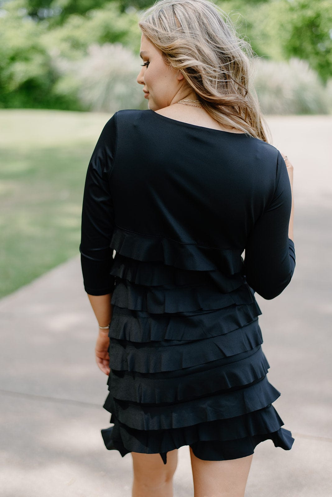 Lulu B Black 3/4 Sleeve Ruffle Dress - Image 2