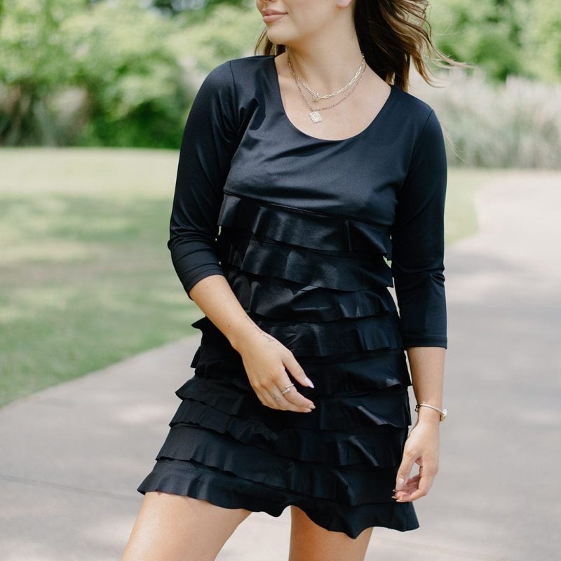 Lulu B Black 3/4 Sleeve Ruffle Dress