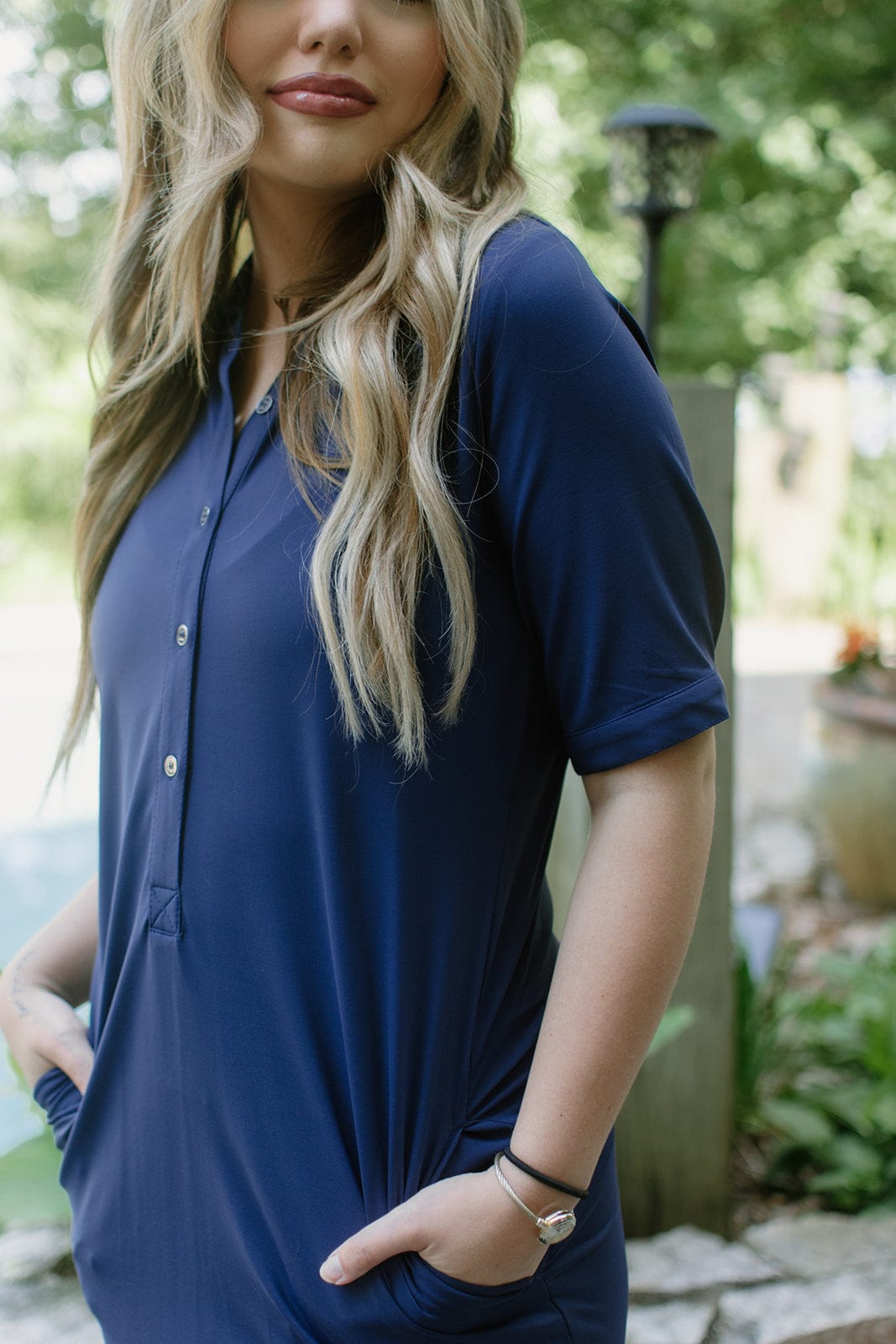 Lulu B Navy Button Up Dress - Image 4