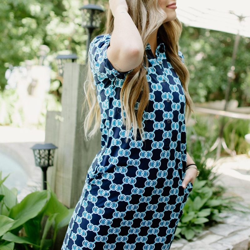 Lulu B Navy Print Button Up Dress