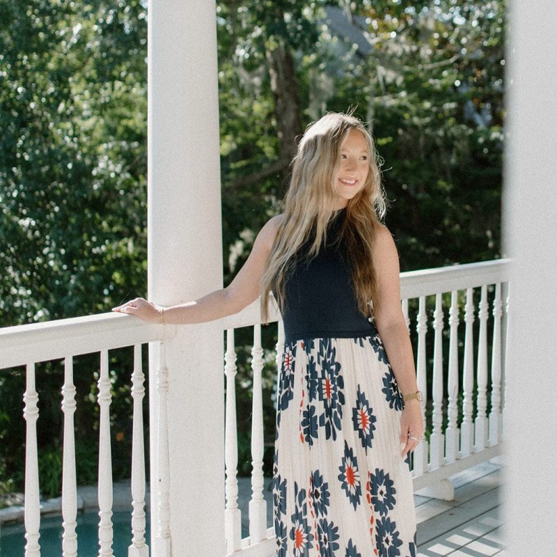 Navy Floral Pleated Midi Dress
