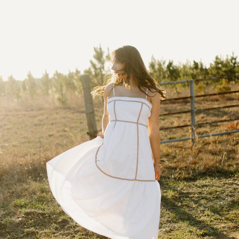 White Contrast Tiered Maxi Dress