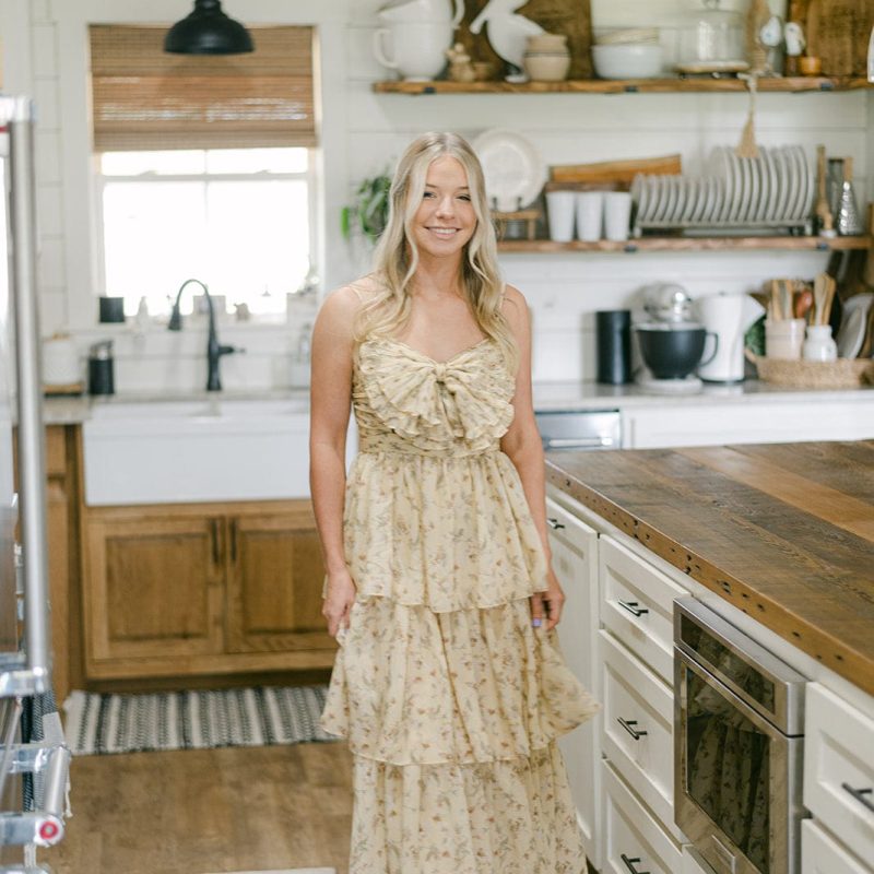 Yellow Floral Bow Front Midi Dress