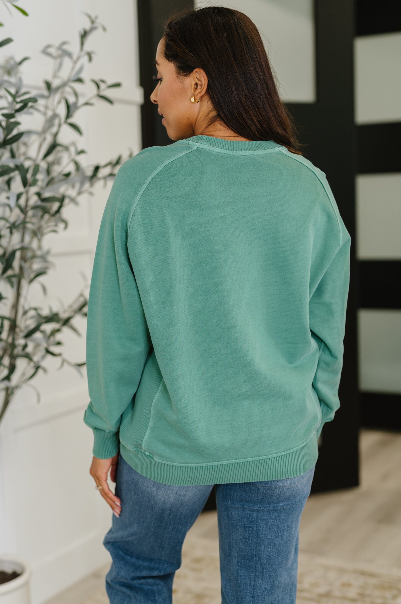 Daily Ease Mineral Wash Pullover in Dark Green - Image 5